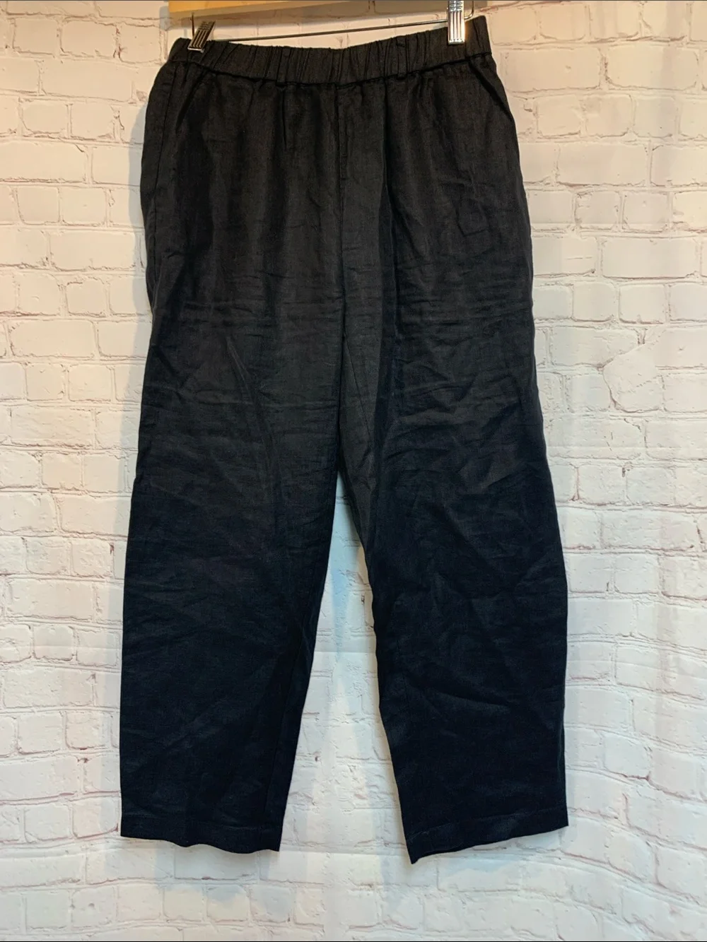 Quince European Linen Black Crop Pants Size XS